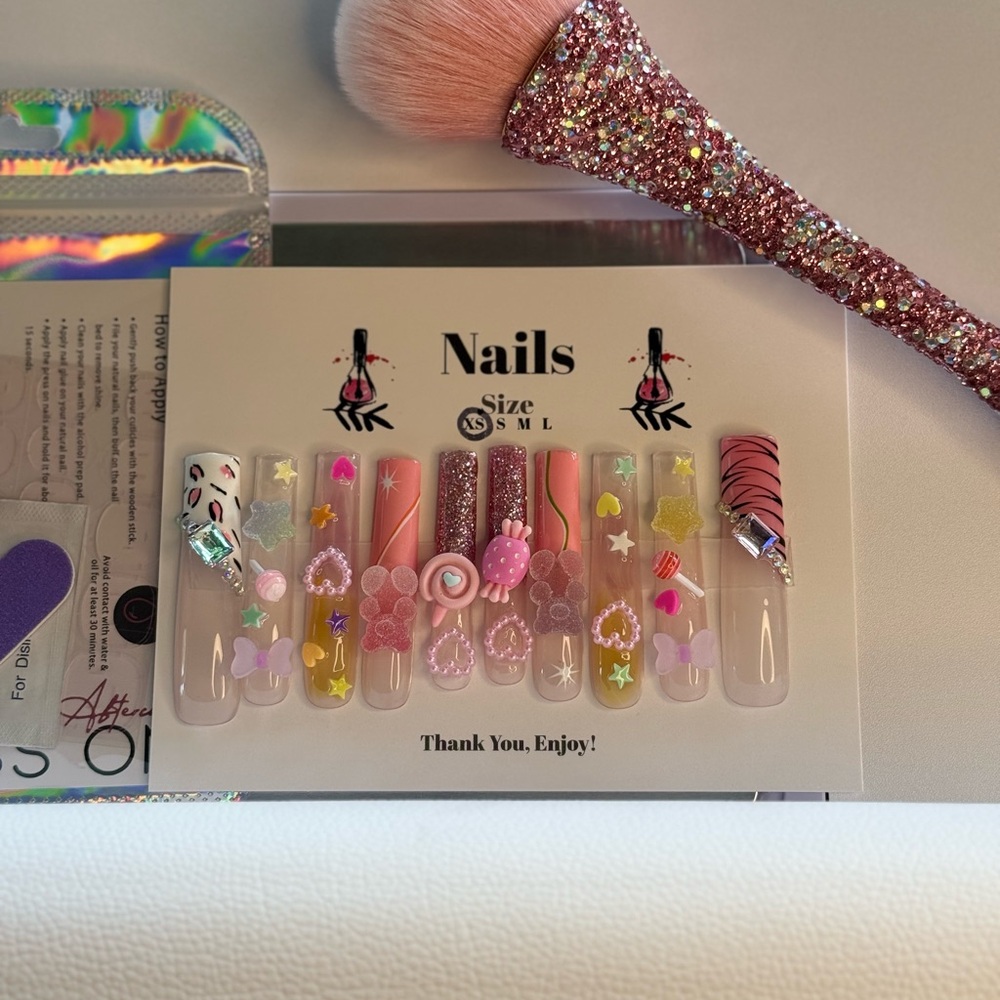 Candy Junk Nails | Custom Press On Nails | High Quality Nails | Handmade XS